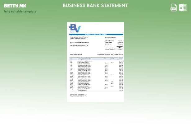 Модерен стил на Banco Votorantim Извод на претпријатие за сметка на Word и PDF Ш